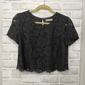 Banana Republic Black Lace Overlay Crop Top - Size 4